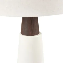 Table Lamps-Kirkland's Home Ceramic And Wood Cone Table Lamp White