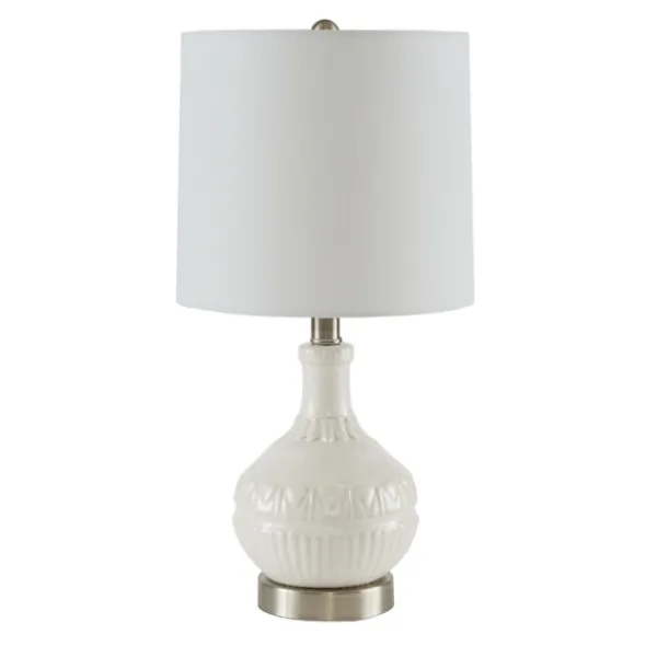 Table Lamps-Kirkland's Home Ceramic Embossed Table Lamp White