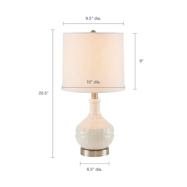 Table Lamps-Kirkland's Home Ceramic Embossed Table Lamp White