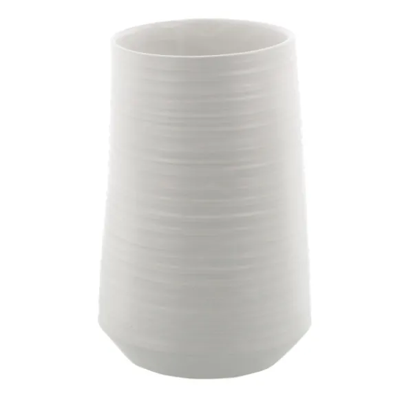 Vases-Kirkland's Home Ceramic Ribbed Vase, 9 In. White