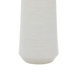 Vases-Kirkland's Home Ceramic Ribbed Vase, 12 In. White