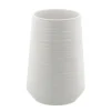Vases-Kirkland's Home Ceramic Ribbed Vase, 7 In. White