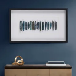 Framed Art-Kirkland's Home Cerulean Agate Martha Stewart Shadowbox Plaque White/Blue