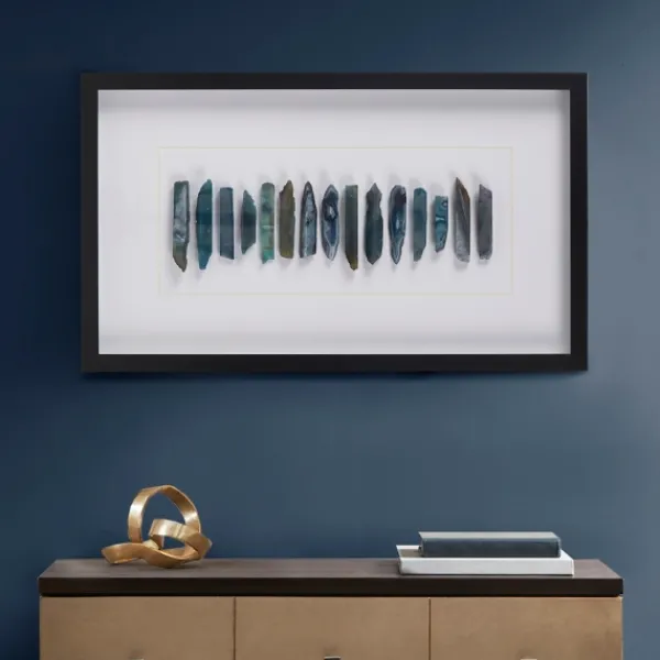 Framed Art-Kirkland's Home Cerulean Agate Martha Stewart Shadowbox Plaque White/Blue