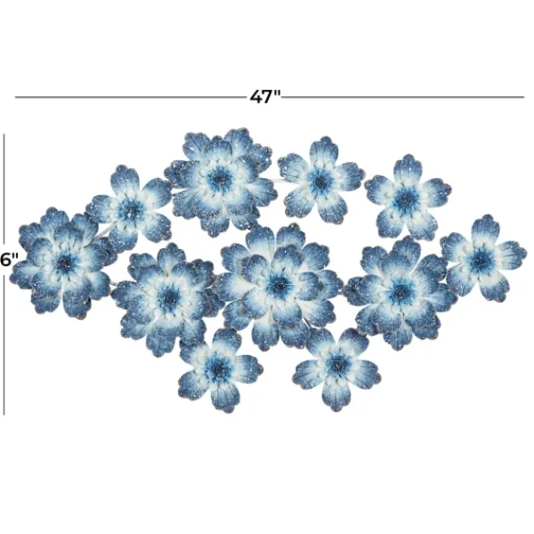 Wall Plaques-Kirkland's Home Cerulean Blossoms Ornate Wall Plaque Blue/White