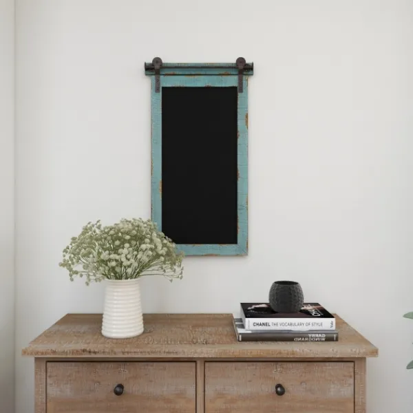 Memo & Chalkboards-Kirkland's Home Cerulean Distressed Blackboard Wall Plaque Blue