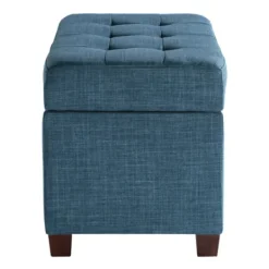 Benches & Ottomans-Kirkland's Home Cerulean Tufted Upholstered Storage Ottoman Blue