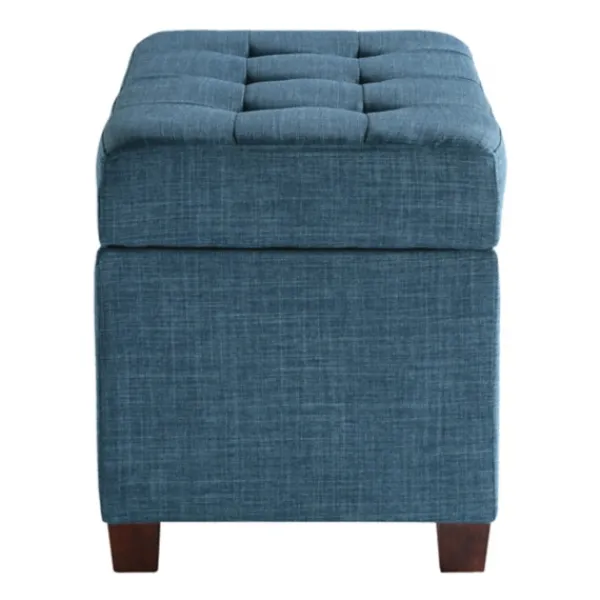 Benches & Ottomans-Kirkland's Home Cerulean Tufted Upholstered Storage Ottoman Blue