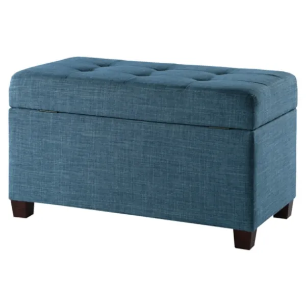 Benches & Ottomans-Kirkland's Home Cerulean Tufted Upholstered Storage Ottoman Blue