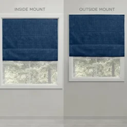 Curtains & Drapes-Kirkland's Home Chambray Blackout Roman Shade, 31 In. Blue