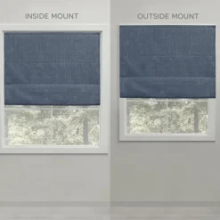 Curtains & Drapes-Kirkland's Home Chambray Blackout Roman Shade, 23 In. Blue