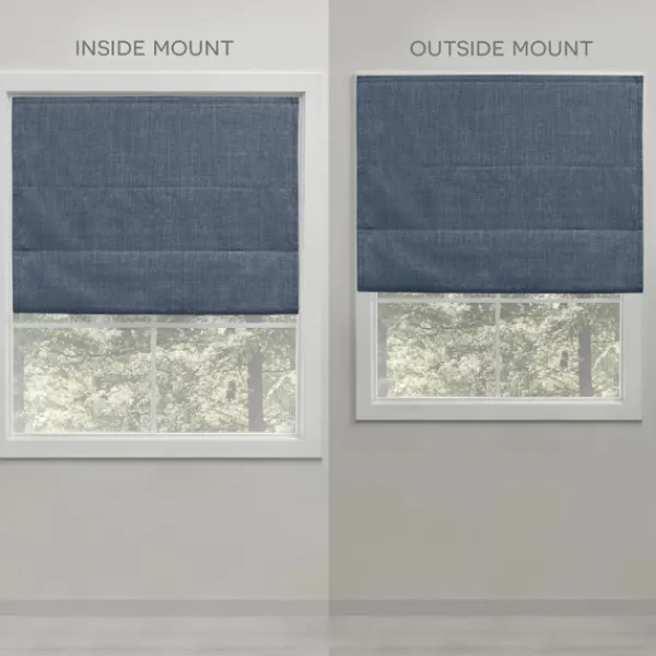 Curtains & Drapes-Kirkland's Home Chambray Blackout Roman Shade, 23 In. Blue