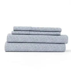 Bed Sheets-Kirkland's Home Chambray 3-Pc. Twin Sheet Set Blue