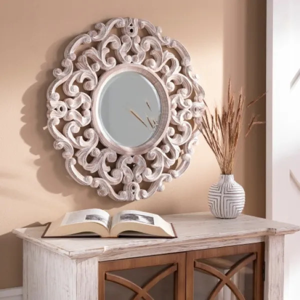Decorative Mirrors-Kirkland's Home Champagne Abstract Wood Mirror