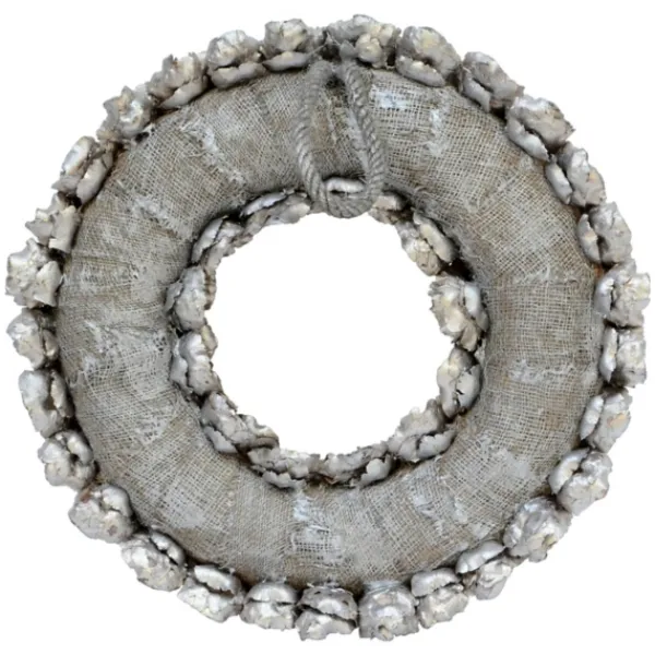 Wreaths-Kirkland's Home Champagne Dried Coco Flower Wreath, 20 In. Silver