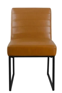 Dining Chairs-Kirkland's Home Channeled Carmel Leather Dining Chair Brown