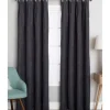 Curtains & Drapes-Kirkland's Home Charcoal Box Pleated Single Curtain Panel, 84 In. Black