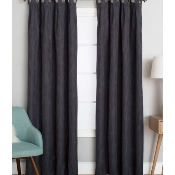 Curtains & Drapes-Kirkland's Home Charcoal Box Pleated Single Curtain Panel, 84 In. Black