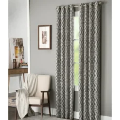 Curtains & Drapes-Kirkland's Home Charcoal Chenille Single Curtain Panel, 84 In. Gray