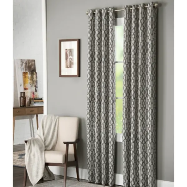 Curtains & Drapes-Kirkland's Home Charcoal Chenille Single Curtain Panel, 84 In. Gray