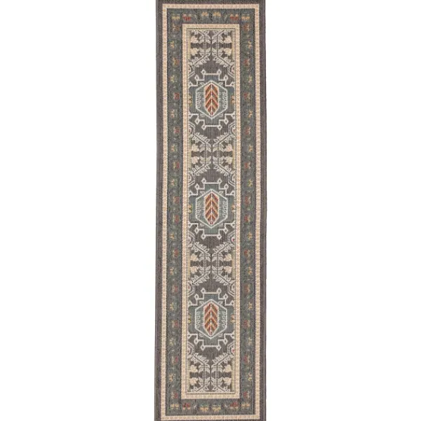 Outdoor Rugs-Kirkland's Home Charcoal Diamond Nile Indoor/Outdoor Runner, 1X7 Gray/Ivory