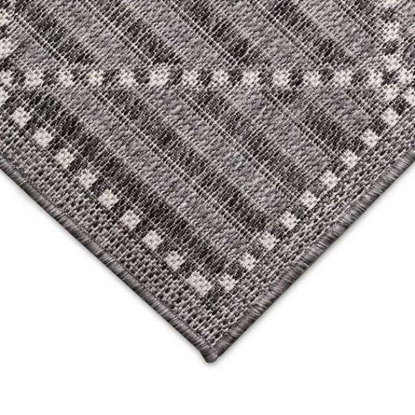 Outdoor Rugs-Kirkland's Home Charcoal Geo Lattice Outdoor Area Rug, 7X9 Gray