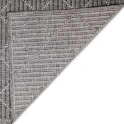 Outdoor Rugs-Kirkland's Home Charcoal Geo Lattice Outdoor Area Rug, 7X9 Gray