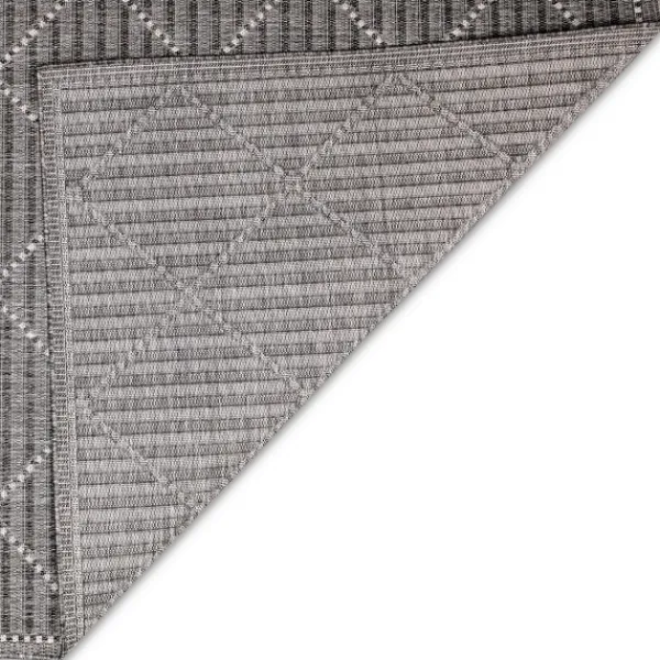 Outdoor Rugs-Kirkland's Home Charcoal Geo Lattice Outdoor Area Rug, 7X9 Gray