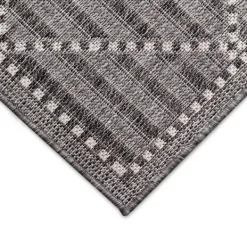 Outdoor Rugs-Kirkland's Home Charcoal Geo Lattice Outdoor Area Rug, 4X7 Gray