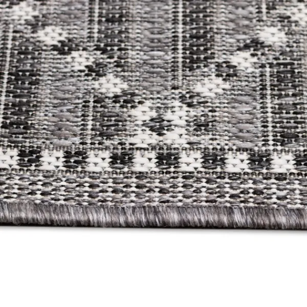 Outdoor Rugs-Kirkland's Home Charcoal Geo Lattice Outdoor Area Rug, 6X9 Gray