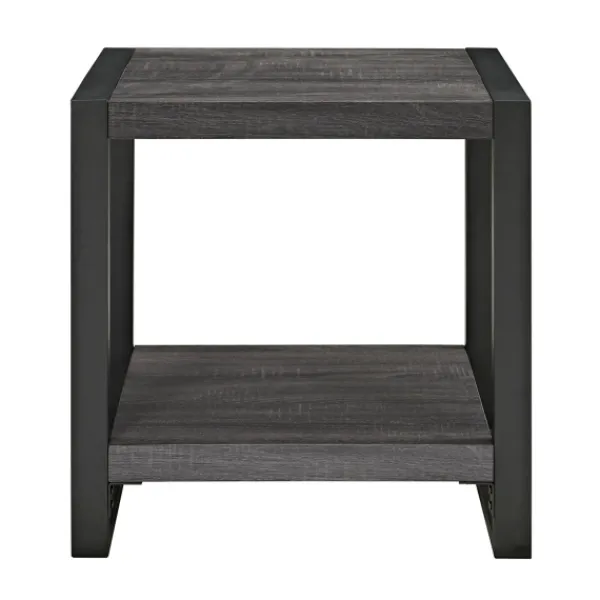 Accent & End Tables-Kirkland's Home Charcoal Industrial Metal And Wood Accent Table Gray