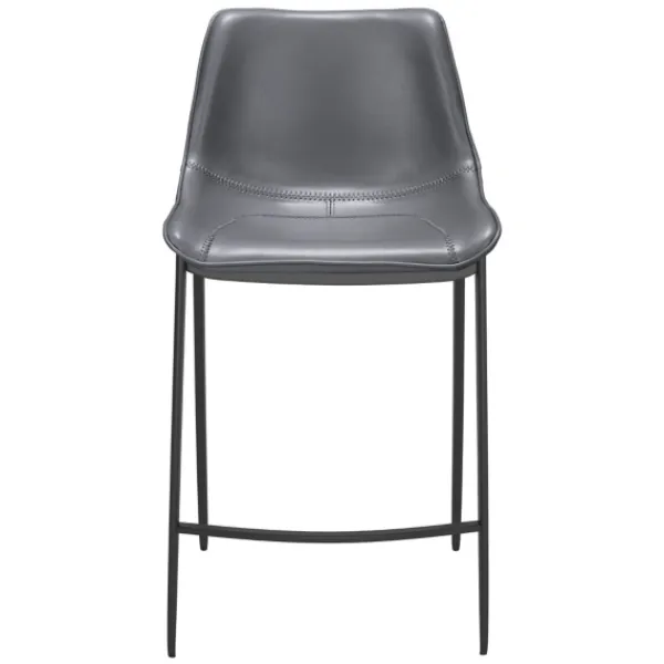 Bar Stools & Counter Height Stools-Kirkland's Home Charcoal Leather Stitch Counter Stools, Set Of 2 Gray