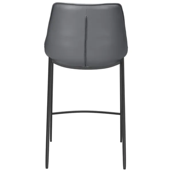 Bar Stools & Counter Height Stools-Kirkland's Home Charcoal Leather Stitch Counter Stools, Set Of 2 Gray