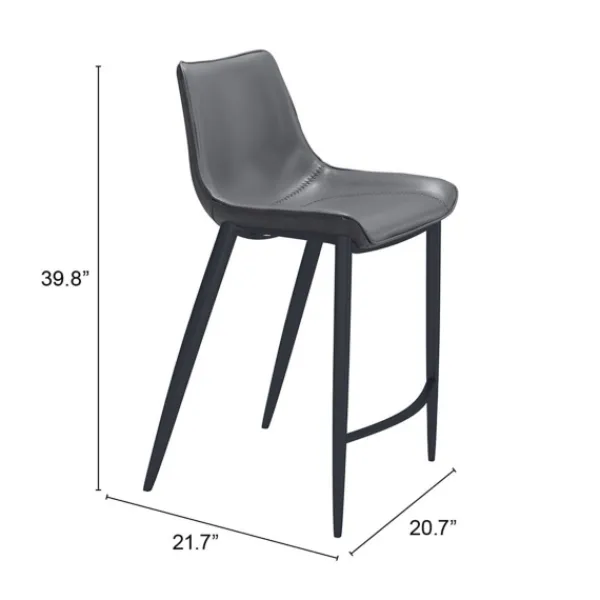 Bar Stools & Counter Height Stools-Kirkland's Home Charcoal Leather Stitch Counter Stools, Set Of 2 Gray