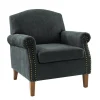 Accent Chairs-Kirkland's Home Charcoal Nailhead Trim Armchair Gray