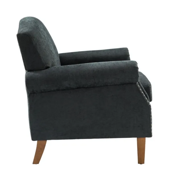 Accent Chairs-Kirkland's Home Charcoal Nailhead Trim Armchair Gray