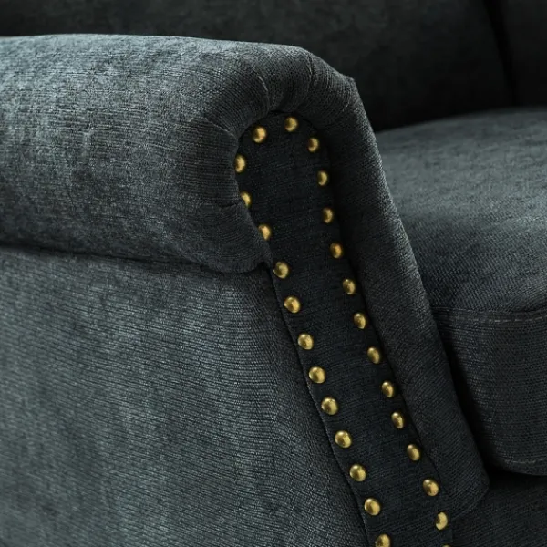 Accent Chairs-Kirkland's Home Charcoal Nailhead Trim Armchair Gray