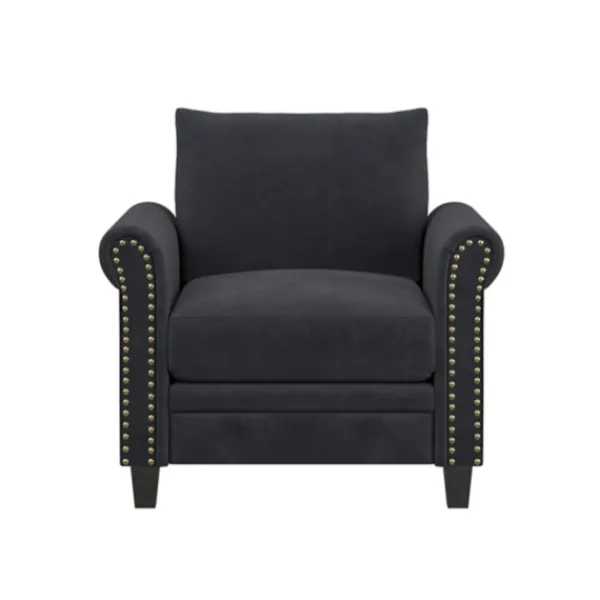 Accent Chairs-Kirkland's Home Charcoal Rolled Arms Upholstered Accent Chair Black