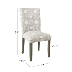 Dining Chairs-Kirkland's Home Charcoal Square Highback Dining Chairs, Set Of 2 Gray/Ivory