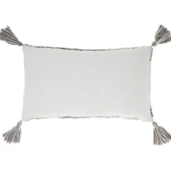 Pillows-Kirkland's Home Charcoal Stripe Diamond Tassels Lumbar Pillow Gray