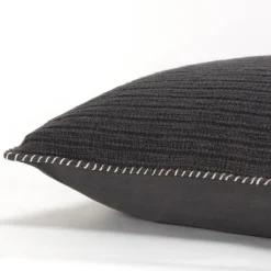 Pillows-Kirkland's Home Charcoal Subtle Striped Oversized Pillow Gray