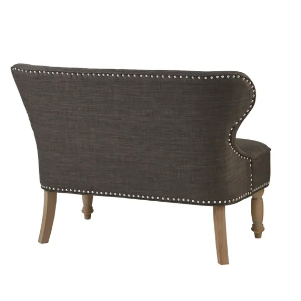 Sofas & Loveseats-Kirkland's Home Charcoal Tufted Upholstered Settee Gray