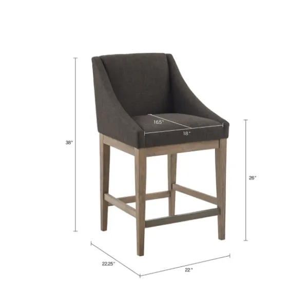 Bar Stools & Counter Height Stools-Kirkland's Home Charcoal Upholstered Seat Counter Stool Gray