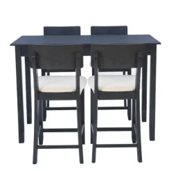 Dining Sets-Kirkland's Home Charcoal Wood Upholstered 5-Pc. Dining Set Gray