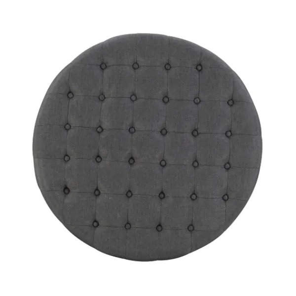 Benches & Ottomans-Kirkland's Home Charlotte Tufted Round Charcoal Ottoman Gray
