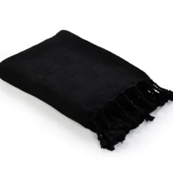 Blankets & Throws-Kirkland's Home Checkered Weave Fringe Throw Black
