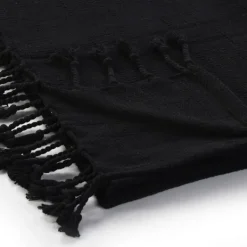 Blankets & Throws-Kirkland's Home Checkered Weave Fringe Throw Black