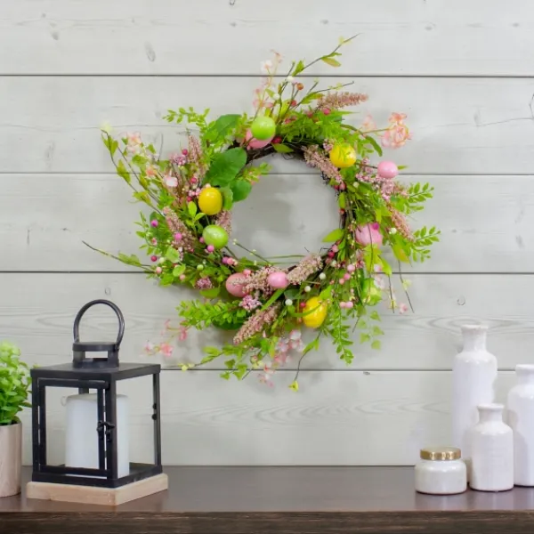 Wreaths-Kirkland's Home Cheerful Colored Eggs Easter Wreath Yellow/Green/Pink