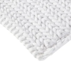 Bathroom Rugs-Kirkland's Home Chenille Chain Stitched Bath Mat, 40 In. White
