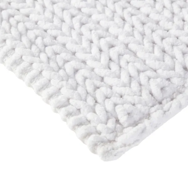 Bathroom Rugs-Kirkland's Home Chenille Chain Stitched Bath Mat, 40 In. White
